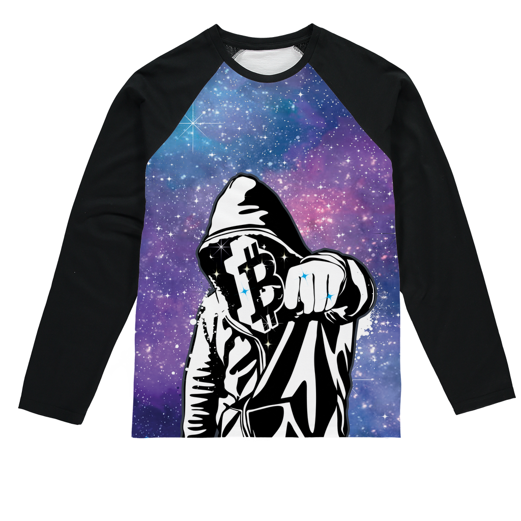 Bitcoin Galaxy Sublimation Baseball Long Sleeve T-Shirt