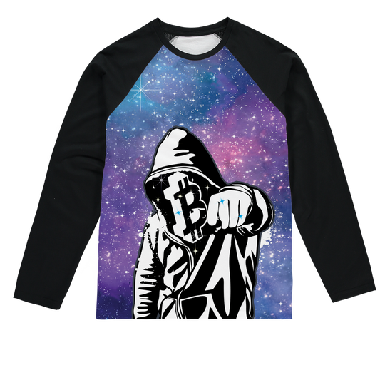 Bitcoin Galaxy Sublimation Baseball Long Sleeve T-Shirt